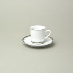 Cup 100 ml espresso + saucer 115 mm, Sabina, platinum rim, Leander Loučky
