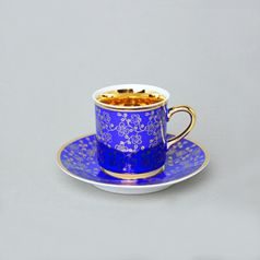 Šálek 100 ml mocca a podšálek 11,5 cm Sabina, vnitřní zlacení, modrý, Leander Loučky