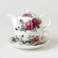 English Rose: Čajová sada 3 díl. Tea for one set, Anglický porcelán Roy Kirkham
