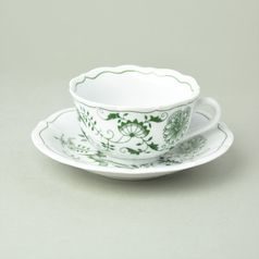 Cup and saucer mirror C/1 plus ZC1 0,20 l / 15,5 cm for tea, Green Onion Pattern, Cesky porcelan a.s.