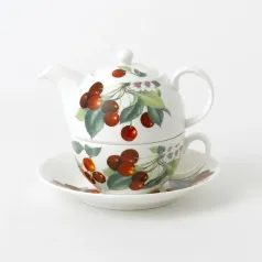 Cherry: Tea for one set, Roy Kirkham fine bone China