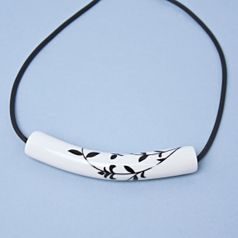 Necklace: Tube - Black Onion Pattern, Porcelain Jewels Studio Mallys