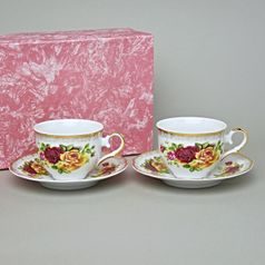 Šálek 200 ml a podšálek 15 cm, dekor "Cikánská růže", 2 ks., Stará Role Moritz Zdekauer