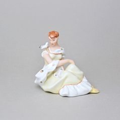 Lady with dove 8 x 11,5 x 10,5 cm, Saxe B, Porcelain Figures Duchcov