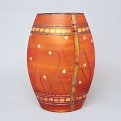 Studio Miracle: Orange-red Vase, 30 cm, Hand-decorated by Vlasta Voborníková
