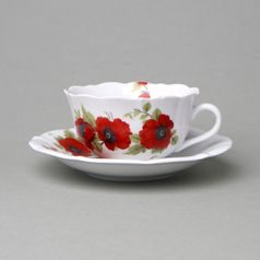 Šálek a podšálek C/1 + ZC1 (zrcadlový podšálek) 0,20 l / 15,5 cm na čaj, vlčí máky, Český porcelán a.s.