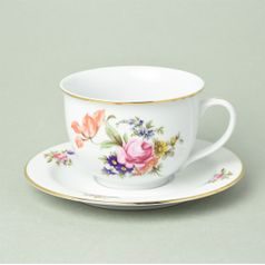 Olga: Šálek (hrnek) snídaňový 400 ml + podšálek 19 cm, míšeňská růže, Český porcelán a.s.