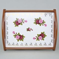 Cooking mat in wooden frame 39 x 29 cm, Cecily roses, Carlsbad porcelain