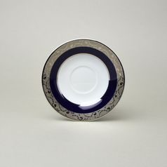 Podšálek 15 cm, platinum etched + cobalt blue, Haas a Czjzek