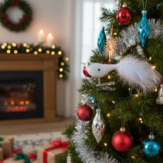 A set of Onion Pattern Christmas Tree Decoration Glass Balls 8 cm + Christmas tree tip, Set 9 pcs.