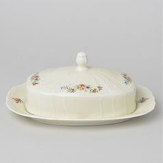 Butter dish for 250 g butter, Thun 1794, karlovarský porcelán, BERNADOTTE d00300 ivory + flowers