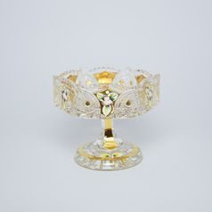 Cut Crystal Bowl on stand, 130 mm, Gold + Enamel, Jahami Bohemia