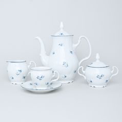 Coffee set for 6 persons, Thun 1794 Carlsbad porcelain, BERNADOTTE blue flower
