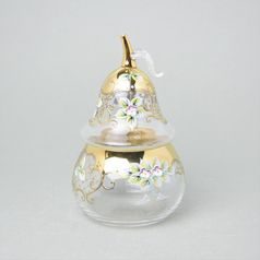 Crystal Dose "Pear" round, h. 20,5 cm, Gold + Enamel, Jahami Bohemia