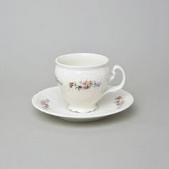 Šálek a podšálek kávový 150 ml / 14 cm, Thun 1794, karlovarský porcelán, BERNADOTTE ivory + kytičky