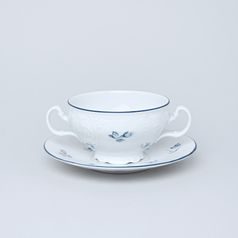 Soup cup and saucer 320 ml / 17,5 cm, Thun 1794 Carlsbad porcelain, BERNADOTTE blue flower