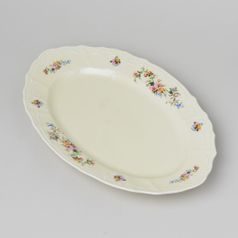 Dish oval 34 cm, Thun 1794 Carlsbad porcelain, BERNADOTTE ivory + flowers