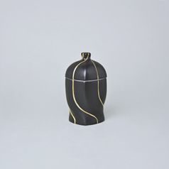 Dóza Jona 12 x 6 x 6 cm, Černý fond + Zlato, Porcelán Duchcov