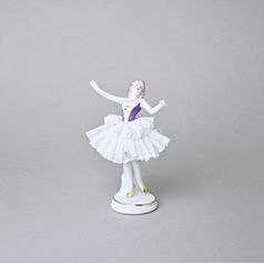 Tanečnice s krajkou (fialová) 8 x 6 x 12 cm, Kurt Steiner, Porcelánové figurky Unterweissbacher