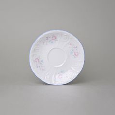 Podšálek 140 mm, Thun 1794, karlovarský porcelán, BERNADOTTE modro-růžové kytičky