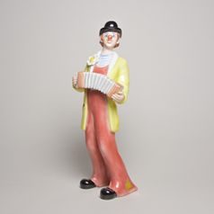Clown With Accordion, 9 x 9 x 24 cm, Porcelain Figures Duchcov
