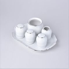 Cruet set 6 pcs., Thun 1794 Carlsbad porcelain, BERNADOTTE platinum