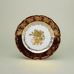 Plate dessert 19 cm, ruby + gold rose, Carlsbad porcelain