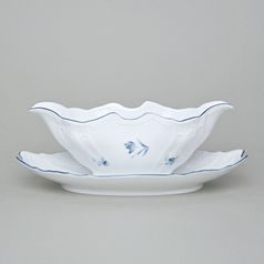 Sauce bowl with underbowl 0,5 l, Thun 1794 Carlsbad porcelain, BERNADOTTE blue flower