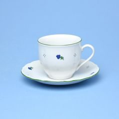 Cup 200 ml tall + saucer 15 cm, Verona blue flowers + green, G. Benedikt 1882