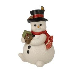 Snowman figurine Moving into Winter Home 8.5 / 8 / 13.5cm, stoneware, Goebel
