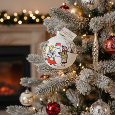 A set of Onion Pattern Christmas Tree Decoration Glass Balls 8 cm + Christmas tree tip, Set 9 pcs.