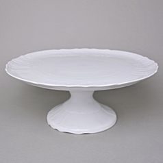 Cake plate on stand 32 cm, Thun 1794 Carlsbad porcelain, BERNADOTTE white
