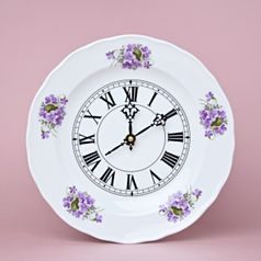 Hodiny plné 24 cm se strojkem, fialky, Český porcelán a.s.