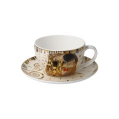 Tea/cappuccino cup and saucer Gustav Klimt - The Kiss, 0,25 l / 15 cm, Fine Bone China, Goebel