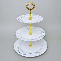 Cake stand 3 pcs. 34 cm, Thun 1794, karlovarský porcelán, OPÁL grass
