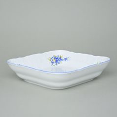 Bowl square deep 25 cm, Thun 1794 Carlsbad porcelain, BERNADOTTE Forget-me-not-flower