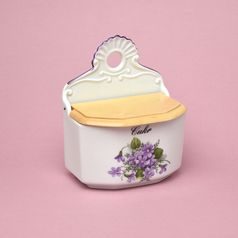 Sugar wall jar with wooden lid, sign Cukr (Sugar), Violet, Český porcelán a.s.