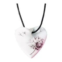 DANDELION, CURVED HEART necklace 2,5 x 2,5 cm, Meissen porcelain