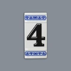 House number "4" - porcelain 8 x 55 x 110 mm