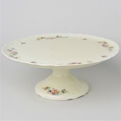 Cake plate 32 cm footed, Thun 1794, karlovarský porcelán, BERNADOTTE d00300 ivory + flowers