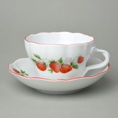 Cup and saucer D + D, 400 ml / 18,2 cm, Strawberries II, Český porcelán a.s.