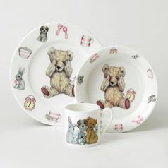Teddy time pink (girl): Children's 3 pcs. set in giftbox, Roy Kirkham fine bone china