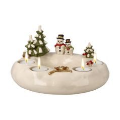 Adventní svícen Zimní radost před Vánocemi 27 / 27 / 14 cm, kamenina, Goebel