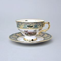 Tea cup 230 ml + saucer, Hunting - Green, Queen's Crown