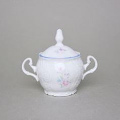 Sugar bowl 220 ml, Thun 1794 Carlsbad porcelain, BERNADOTTE blue-pink flowers