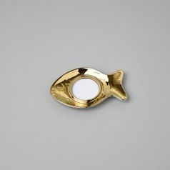 Gold-plated carp candlestick 12 x 7.8 cm flat, Thun 1794, karlovarský porcelán