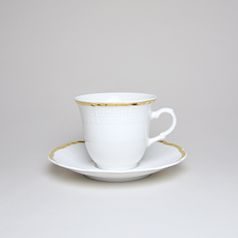 NATÁLIE zlatý pásek: Šálek vysoký 200 ml a podšálek 155 mm, Thun 1794, karlovarský porcelán