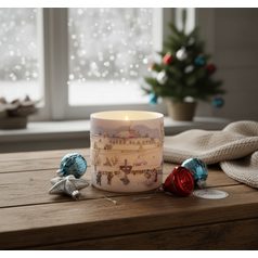 Tea light Latern 10 cm with 3D illustration of JOSEF LADA "Winter", Glassor