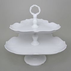 2-Compartment Dish with triangular bowls, v. 35 cm, Thun 1794, Carlsbad Porcelain, BERNADOTTE white