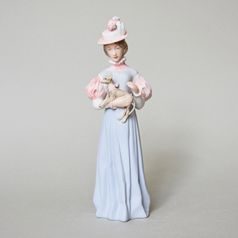 Lady with dog 8 x 9 x 26 cm, Porcelain Figures Duchcov